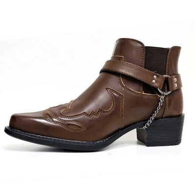 Ankle Cowboy Boots with Motorcycle Style	