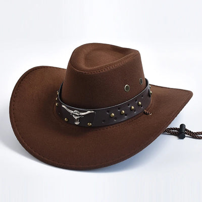 Front view of premium Artificial Suede Western Cowboy Hat with wide brim