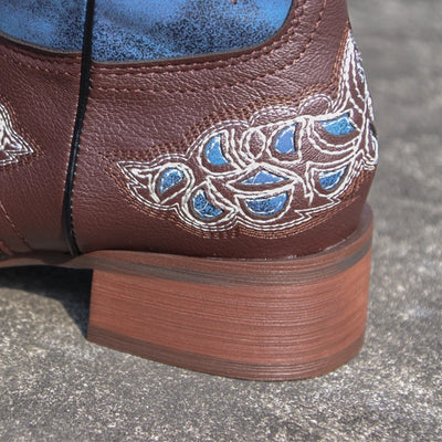 Comfortable knee-high western boots with floral patterns