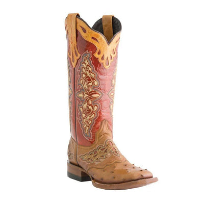 Ethnic-inspired floral cowboy boots knee-high