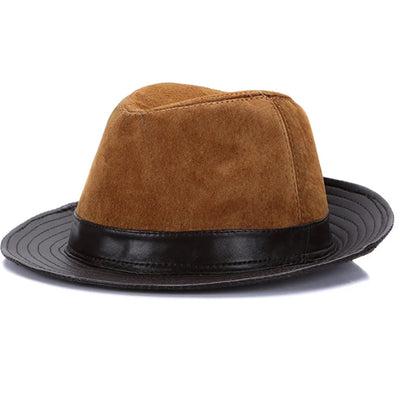 Front view of 2025 Genuine Sheepskin Leather Cowboy Hat with premium craftsmanship