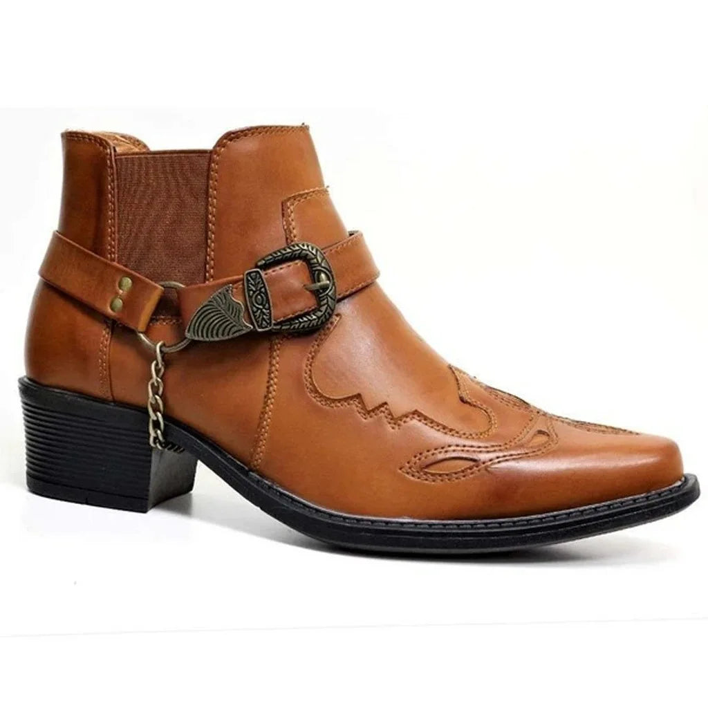 Men's Cowboy Boots with Slip-On Design	