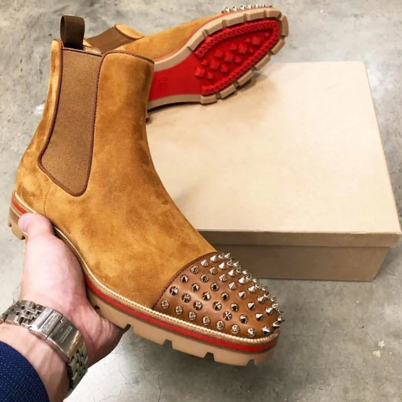 Mens Square Toe Chelsea Cowboy Boots with Red Sole
Name