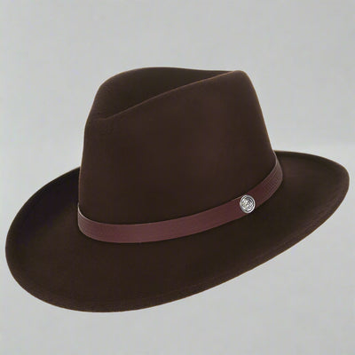 Front view of Fashion Fedora Western Cowboy Hat with distinctive metal decoration