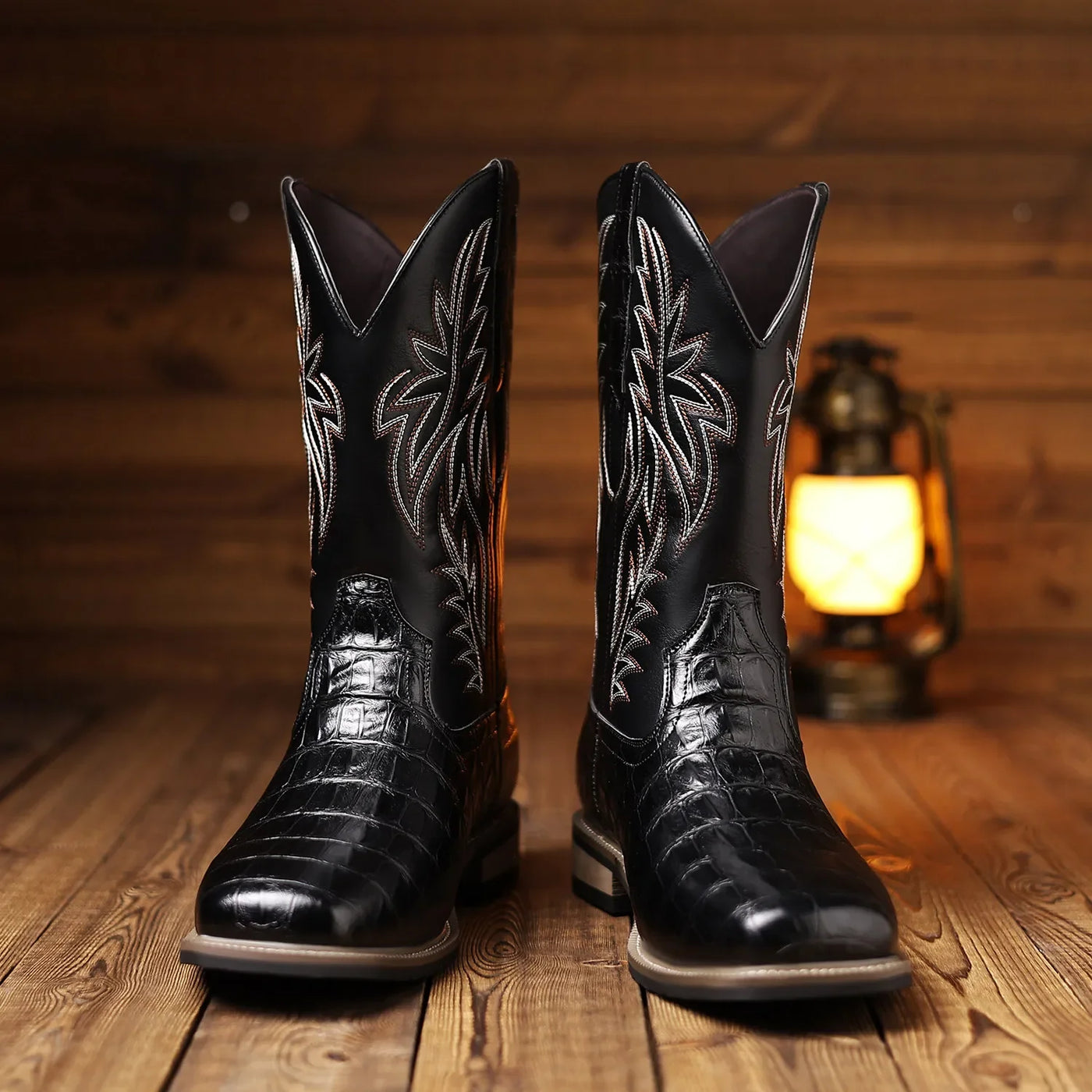 Mid-Calf Embroidered Western Boots with Wide Head