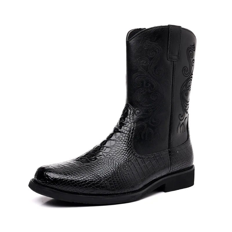 Mid-Calf Riding Boots for Men Western Fashion