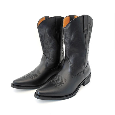 Pointed-Toe Embroidered Cowboy Boots Displaying Traditional Western