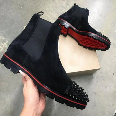 Slip On Cowboy Boots with Square Toe and Red Sole
Name